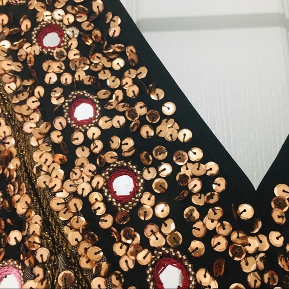 ASOS black and gold chiffon dress - Picture 3 of 8